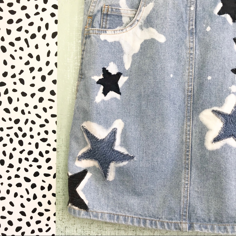 SOLD Denim Star Patchwork Overall Dress Pinafore - Picture 3 of 8